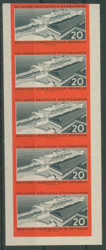 DDR 1960 Eisenbahn geschnitten 805 B 5er-Streifen postfrisch