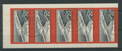 DDR 1960 Eisenbahn geschnitten 805 B 5er-Streifen gestempelt
