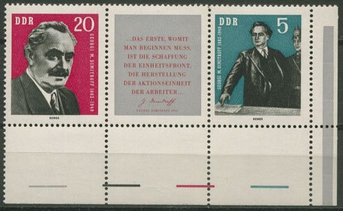DDR 1962 Georgi M. Dimitrow Zusammendruck 893/94 W Zd 31 Ecke 4 postfrisch