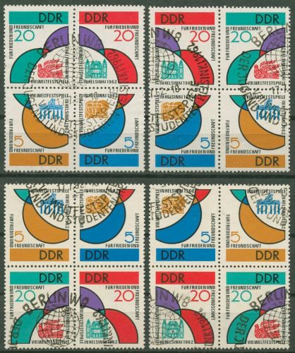 DDR 1962 Weltspiele Jugend 901/04 ZD 4 x 4er-Gruppe (18/21) mit Sonderstempel