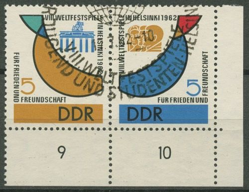 DDR 1962 Weltspiele der Jugend Zusammendruck 901/04 W Zd 38 Ecke 4 Sonderstempel