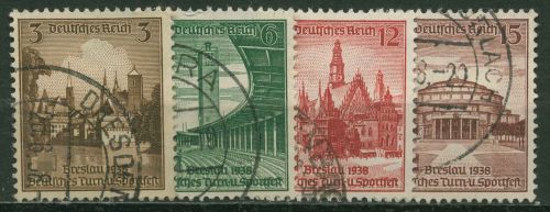 Deutsches Reich 1938 Dt. Turn- und Sportfest, Breslau 665/68 gestempelt