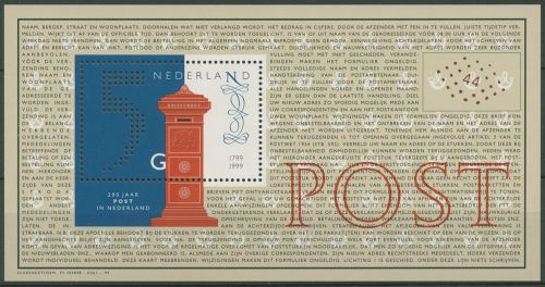 Niederlande 1999 Postwesen Briefkasten Block 61 postfrisch (C95782)