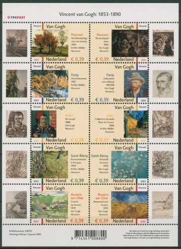 Niederlande 2003 Vincent van Gogh Kleinbogen 2073/82 K postfrisch (C95860)