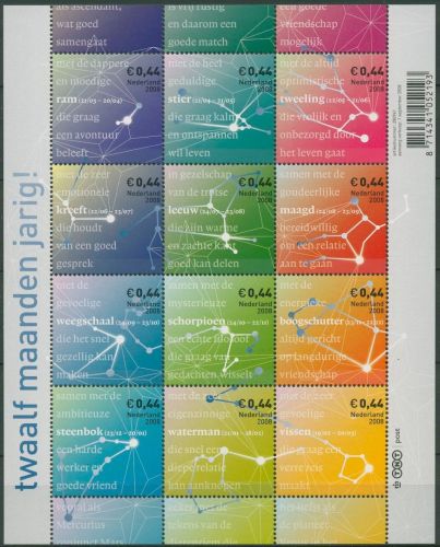 Niederlande 2008 Sternbilder Sternzeichen 2588/99 ZD-Bogen postfrisch (C95905)