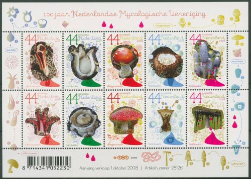 Niederlande 2008 Pilze Kleinbogen 2600/09 K postfrisch (C95906)