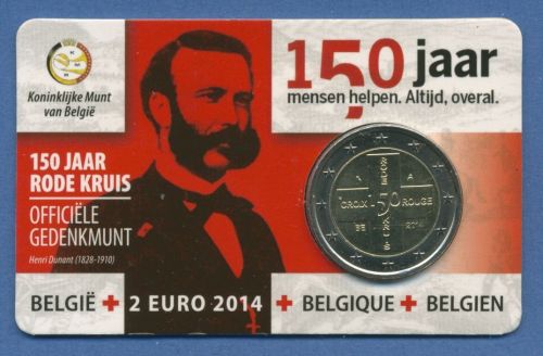 Belgien 2 Euro 2014 150 Jahre Rotes Kreuz, Coincard, st (m1969)