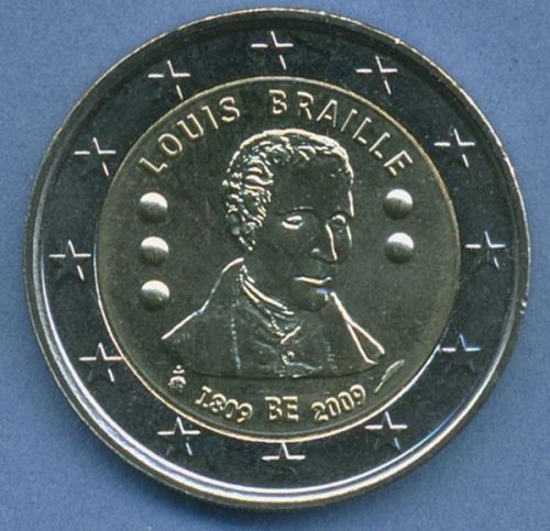 Belgien 2 Euro 2009 Louis Braille, vz/st (m4893)