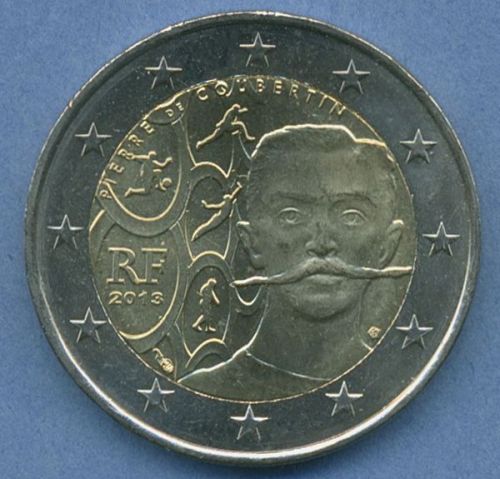 Frankreich 2 Euro 2013 Pierre de Coubertin, vz/st (m4931)