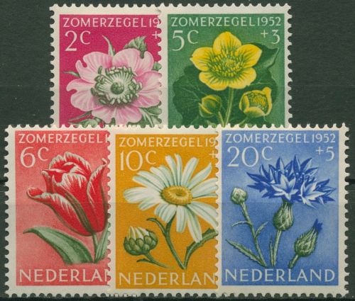 Niederlande 1952 Sommermarken Blumen 588/92 mit Falz