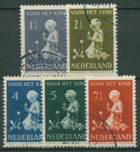 Niederlande 1940 Voor het Kind Kind mit Löwenzahn 375/79 gestempelt
