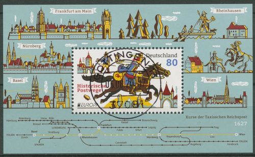 Bund 2020 Europa CEPT Postwege Thurn&Taxis Block 86 mit TOP-Stempel (C42530)