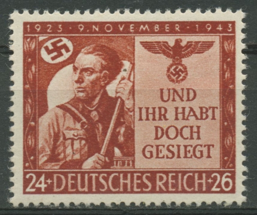 Deutsches Reich 1943 Fahnenträger 863 mit Falz