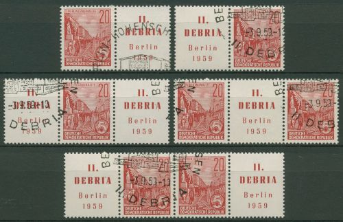 DDR 1959 DEBRIA BERLIN 580 B ZD alle Kombinationen gestempelt (SG9)