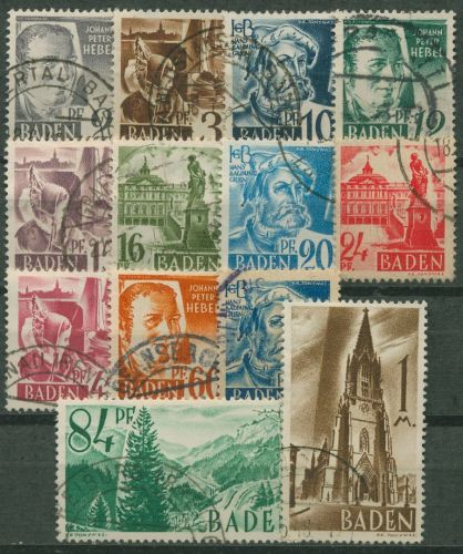Französische Zone: Baden 1947 Persönlichkeiten und Ansichten 1/13 gestempelt
