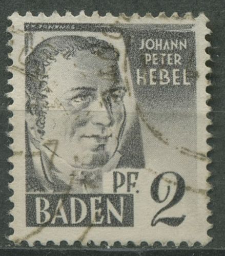Französische Zone: Baden 1947 Johann Peter Hebel Type I, 1 yv I gestempelt