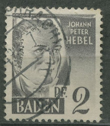 Französische Zone: Baden 1947 Johann Peter Hebel Type II, 1 yv II gestempelt