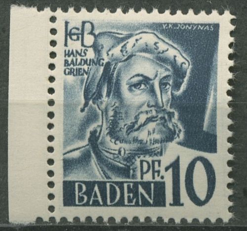 Französische Zone: Baden 1947 Hans Baldung Type II, 3 yv II postfrisch