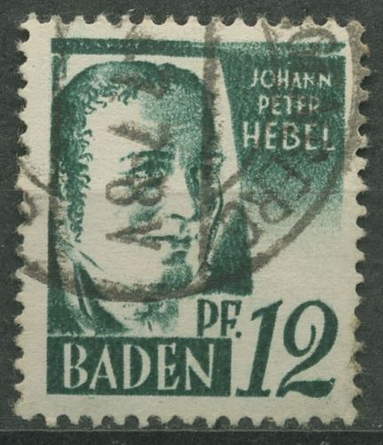 Französische Zone: Baden 1947 Johann Peter Hebel Type III, 4 yv III gestempelt