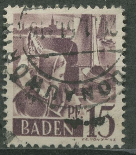 Französische Zone: Baden 1947 Trachtenmädchen Type II, 5 yv II gestempelt