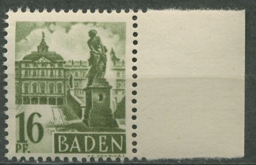 Französische Zone: Baden 1947 Schloss Rastatt Type I, 6 yv I postfrisch