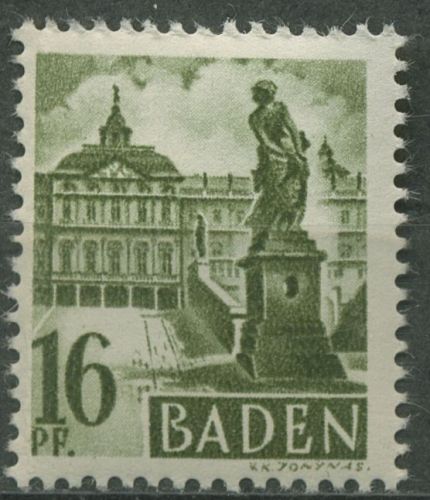 Französische Zone: Baden 1947 Schloss Rastatt Type V, 6 yv V postfrisch
