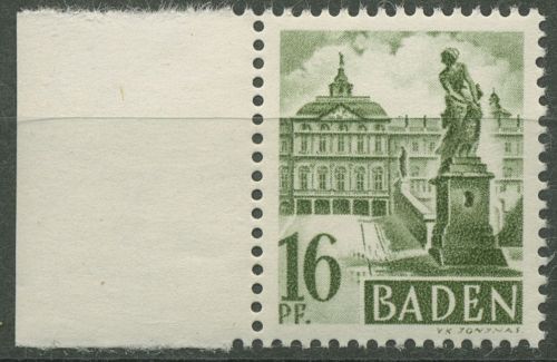 Französische Zone: Baden 1947 Schloss Rastatt Type I, 6 yv VI postfrisch
