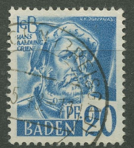 Französische Zone: Baden 1947 Hans Baldung Type II, 7 yv II gestempelt