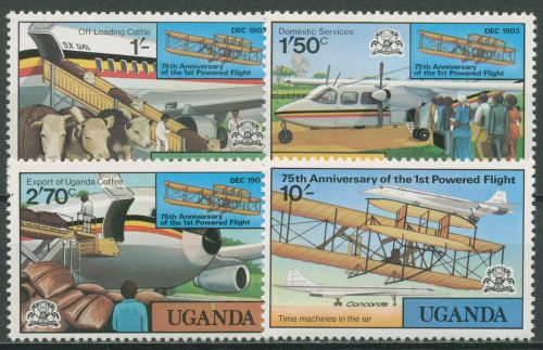 Uganda 1978 75 Jahre Motorflug der Brüder Wright Flugzeuge 191/94 postfrisch