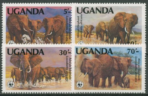 Uganda 1983 WWF Naturschutz Afrikanischer Elefant 361/64 C postfrisch
