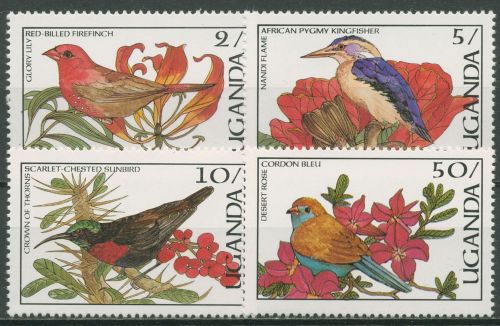 Uganda 1987 Vögel Nektarvogel Eisvogel 515/17, 521 postfrisch