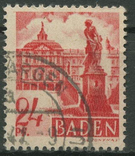 Französische Zone: Baden 1947 Schloss Rastatt Type I, 8 v v I gestempelt