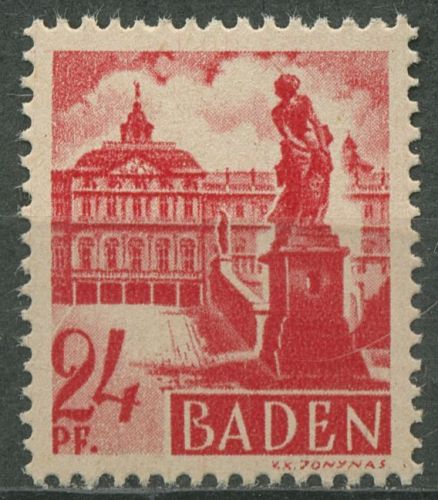Französische Zone: Baden 1947 Schloss Rastatt Type II, 8 v v II postfrisch