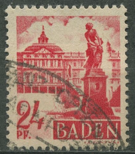 Französische Zone: Baden 1947 Schloss Rastatt Type II, 8 v v II gestempelt