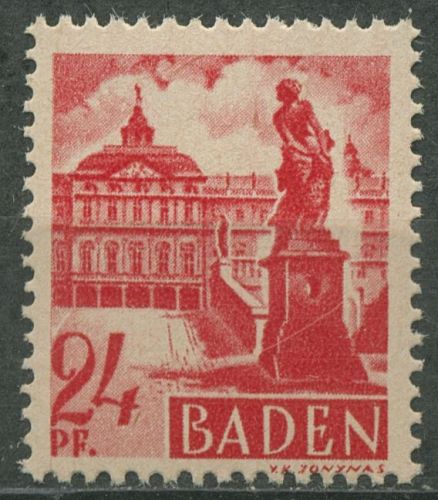 Französische Zone: Baden 1947 Schloss Rastatt Type III, 8 v v III postfrisch