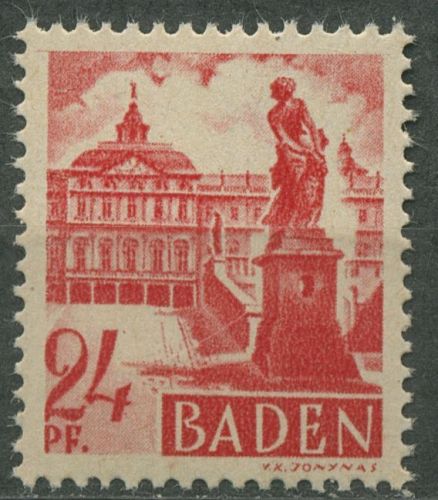 Französische Zone: Baden 1947 Schloss Rastatt Type IV, 8 v v IV postfrisch