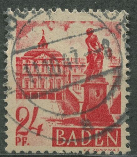 Französische Zone: Baden 1947 Schloss Rastatt Type IV, 8 v v IV gestempelt