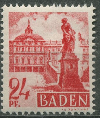 Französische Zone: Baden 1947 Schloss Rastatt Type I, 8 y v I postfrisch