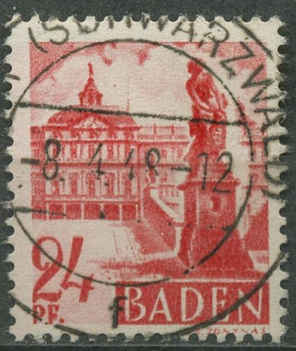 Französische Zone: Baden 1947 Schloss Rastatt Type I, 8 y v I gestempelt