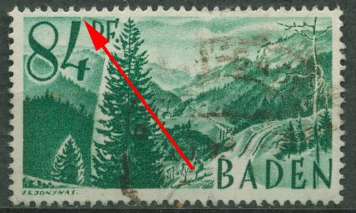 Französische Zone: Baden 1947 mit Plattenfehler 12 yv II PF III gestempelt