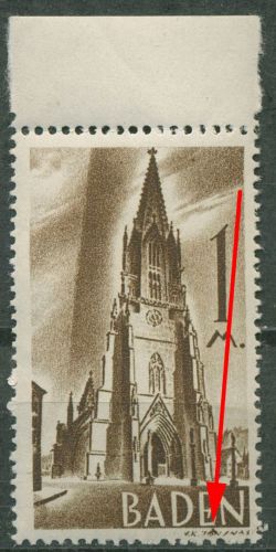 Französische Zone: Baden 1947 mit Plattenfehler 13 PF II postfrisch