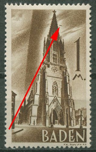 Französische Zone: Baden 1947 mit Plattenfehler 13 PF V postfrisch