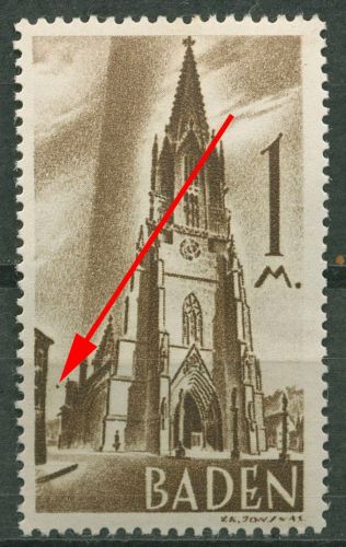 Französische Zone: Baden 1947 mit Plattenfehler 13 PF VII postfrisch