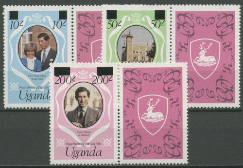 Uganda 1981 Hochzeit von Prinz Charles u. Diana Spencer 298/00 ZF postfrisch