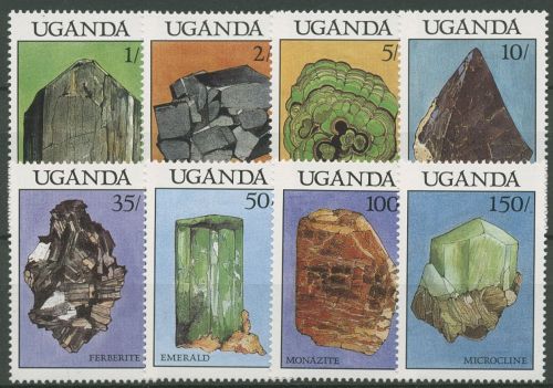 Uganda 1988 Mineralien Bleiglanz Malachit Smaragd 579/86 postfrisch