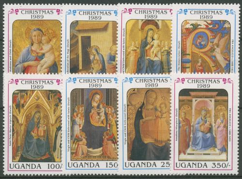 Uganda 1989 Weihnachten Gemälde von Fra Angelico 752/59 postfrisch