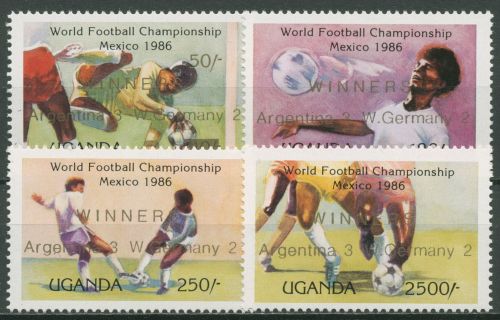 Uganda 1986 Gewinner der Fußball-WM in Mexiko 494/97 postfrisch