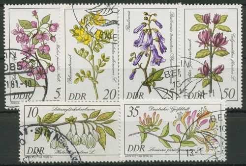 DDR 1981 Pflanzen Seltene Gehölze Sträucher 2573/78 gestempelt