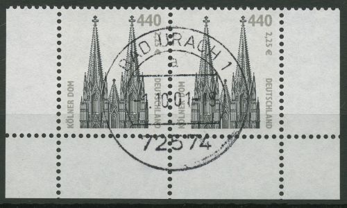 Bund 2001 Sehenswürdigkeiten SWK Unterrand 2206 Eckenpaar UR mit TOP-Stempel