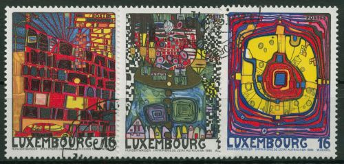 Luxemburg 1995 Gemälde Friedensreich Hundertwasser 1360/62 gestempelt